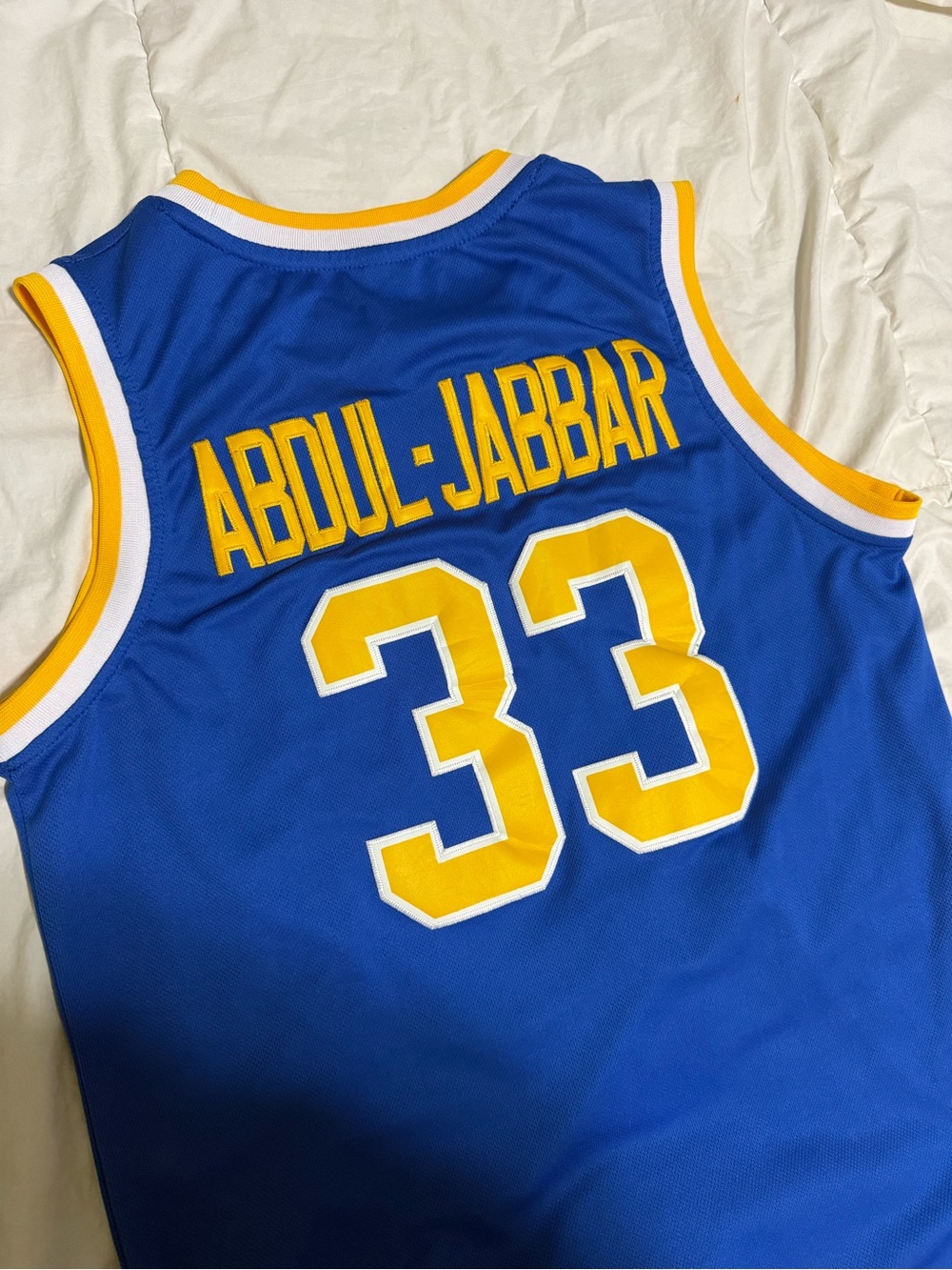 adidas Blue and Yellow Basketball Jersey - #33 ABDUL-JABBAR Style